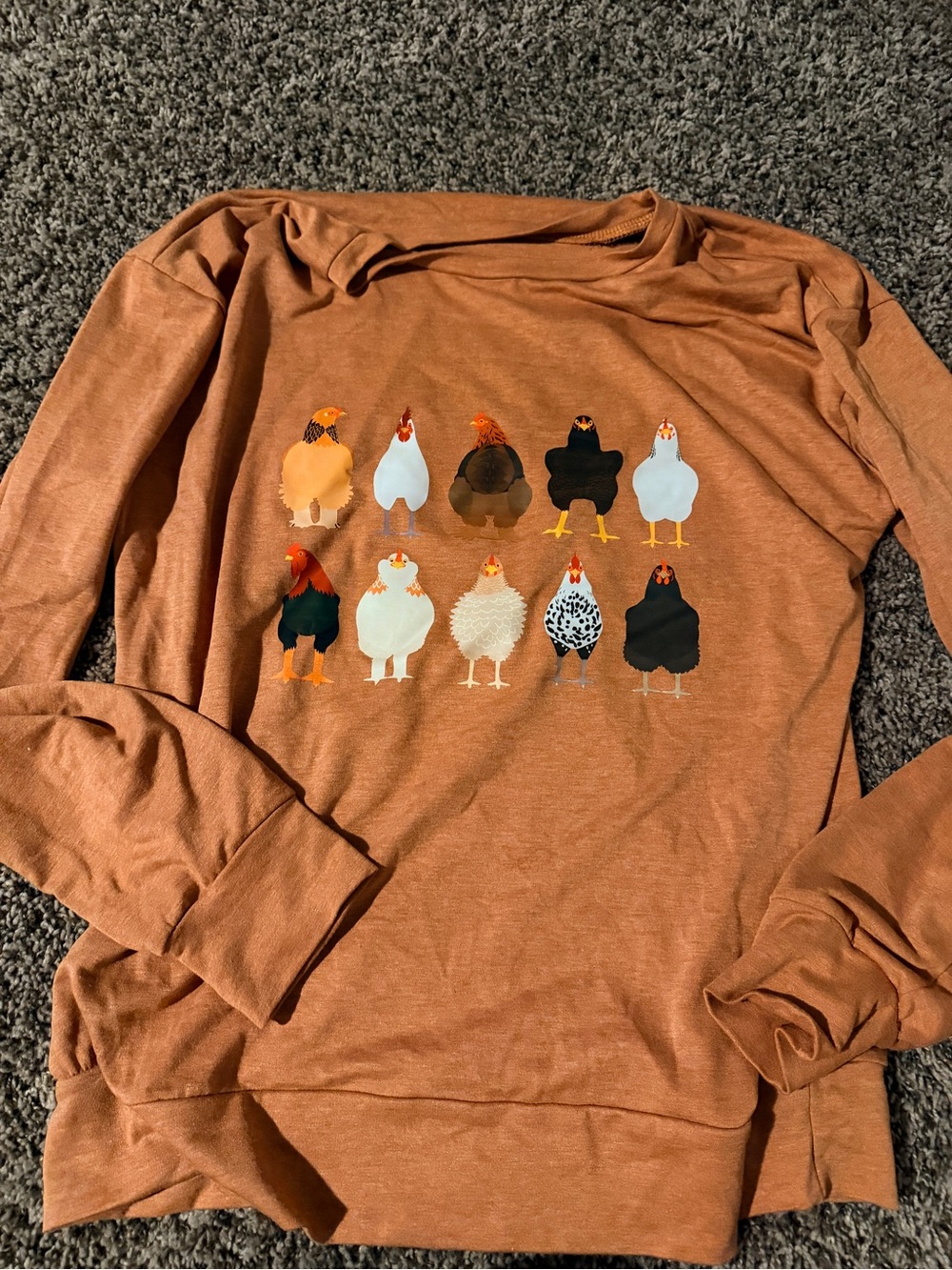 Rust orange Chicken Graphic Sweatshirt